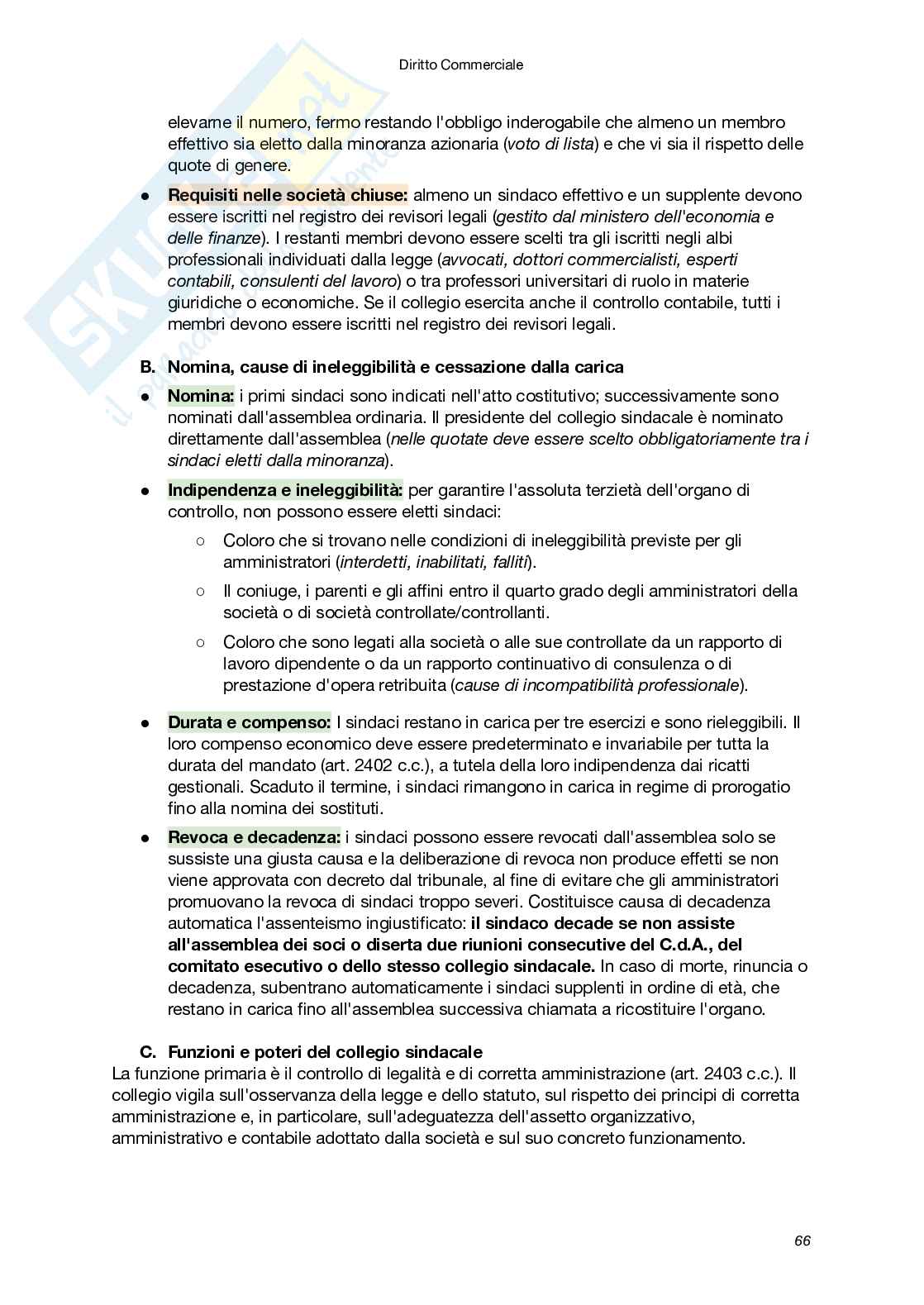 Riassunto esame Diritto commerciale, Prof. Santoni Giuseppe, libro consigliato Manuale di Diritto commerciale (VIII Edizione), Campobasso Pag. 66