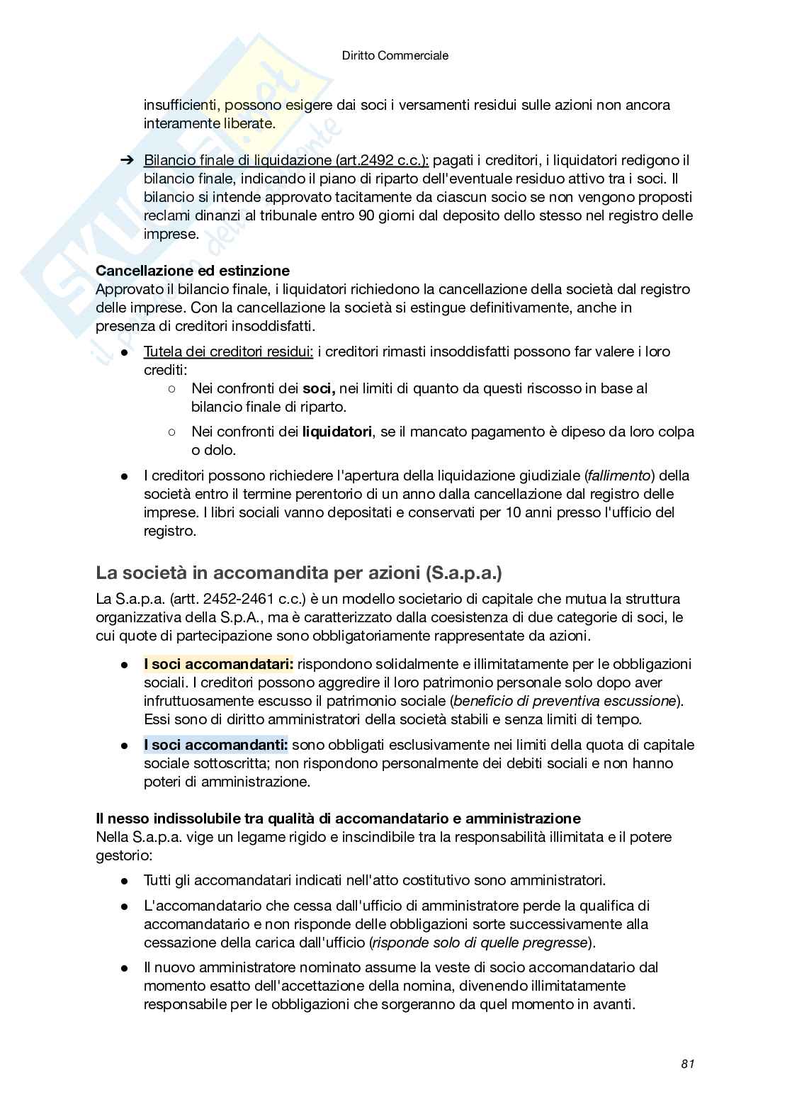 Riassunto esame Diritto commerciale, Prof. Santoni Giuseppe, libro consigliato Manuale di Diritto commerciale (VIII Edizione), Campobasso Pag. 81