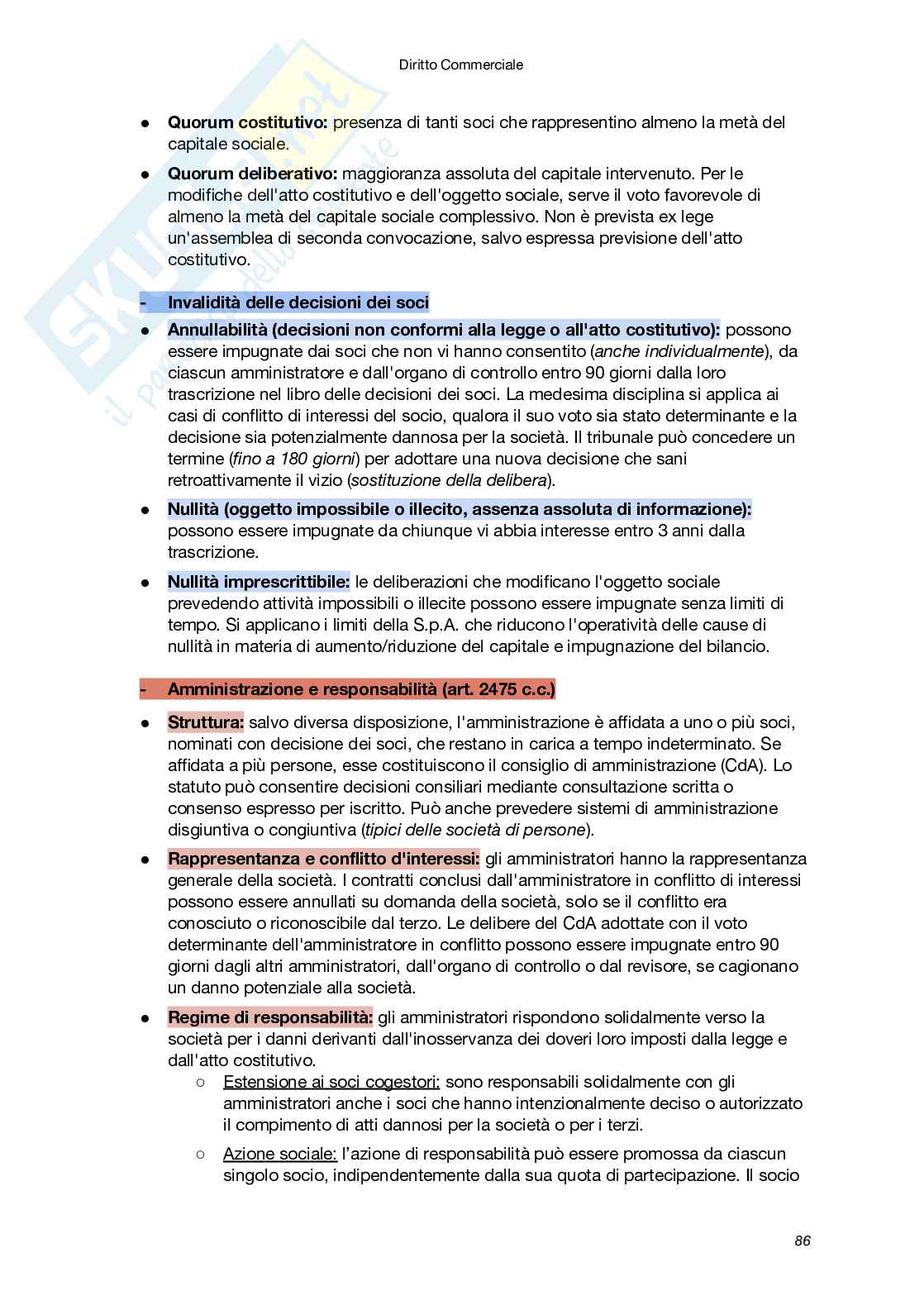 Riassunto esame Diritto commerciale, Prof. Santoni Giuseppe, libro consigliato Manuale di Diritto commerciale (VIII Edizione), Campobasso Pag. 86