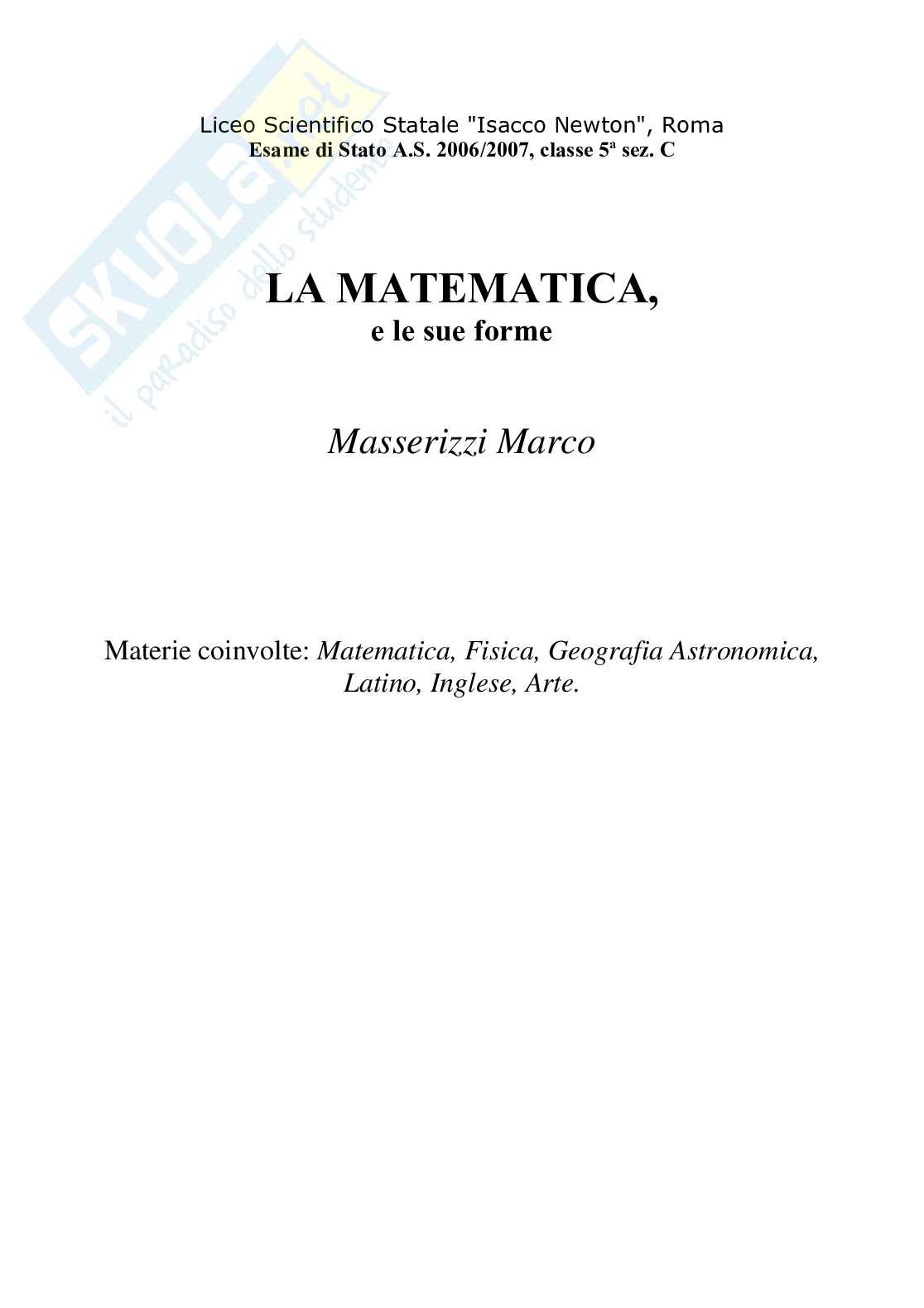 La Matematica, le sue forme Pag. 1