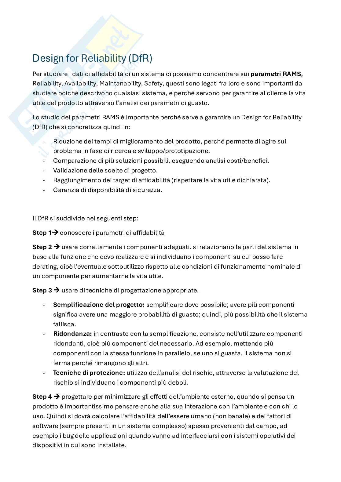 Appunti system reliability, dependability and safety - parte 1  Pag. 1