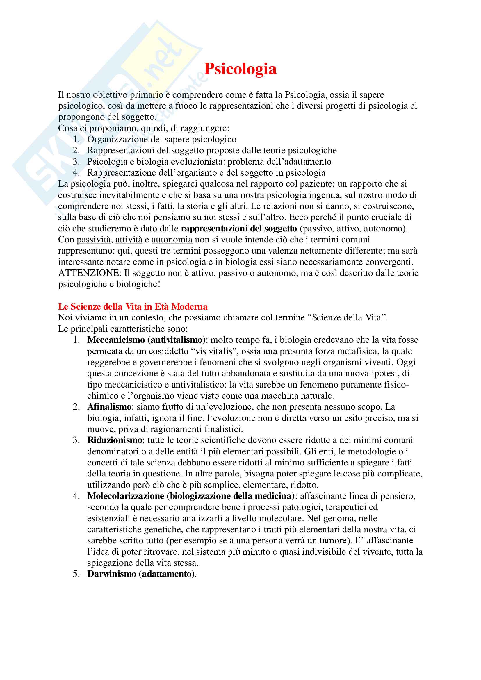 Psicologia - Appunti Completi Pag. 1