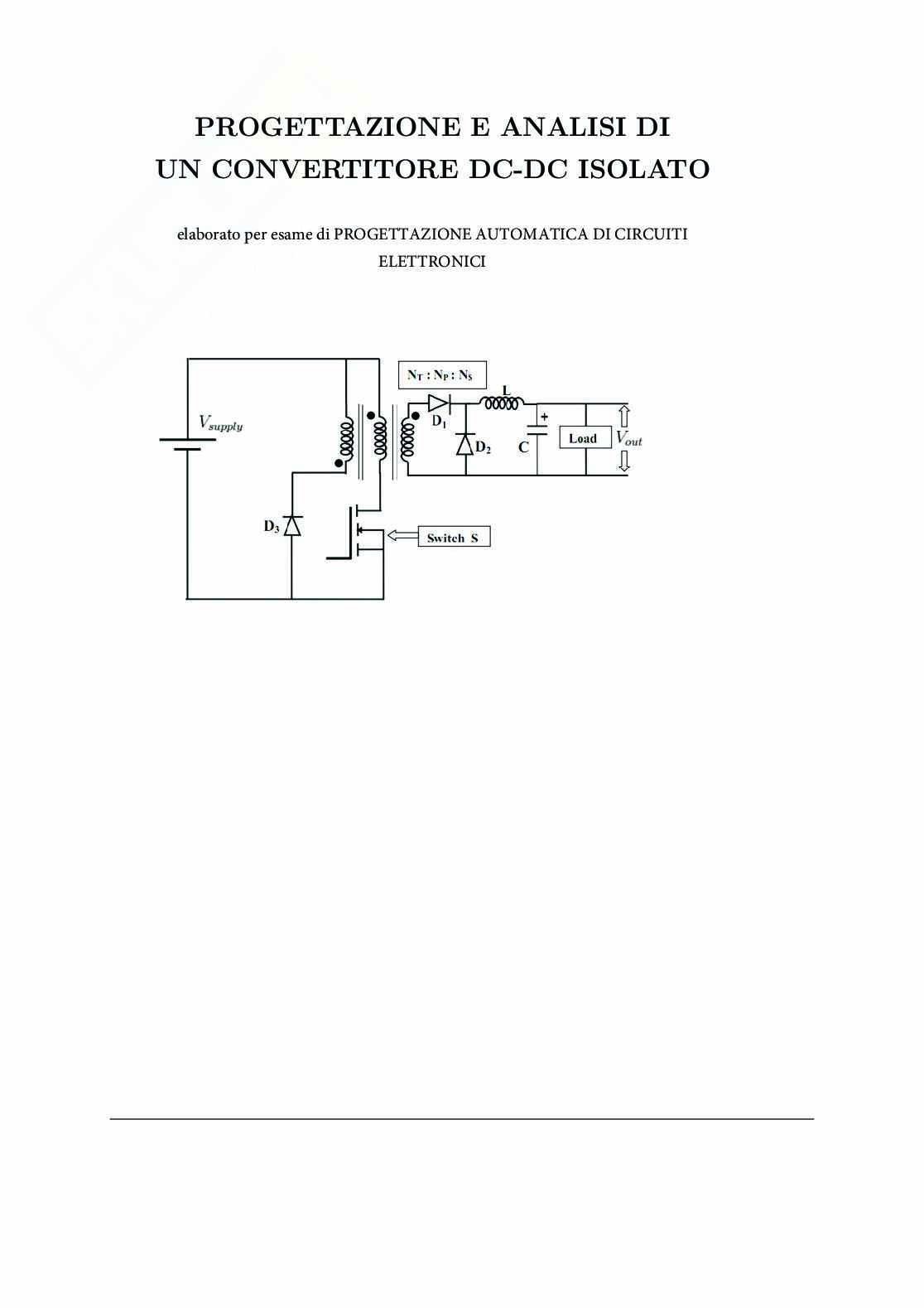 Progettazione e analisi di un convertitore dc-dc isolato Pag. 1