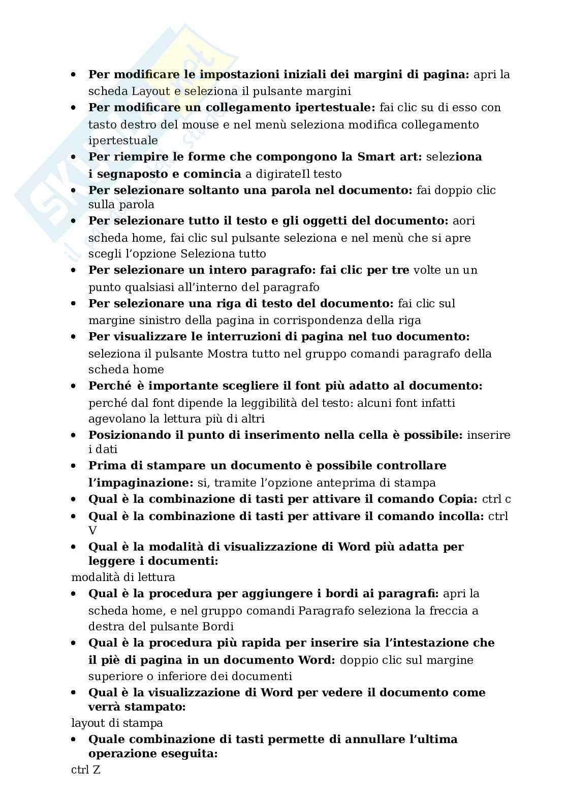 Eipass 7 moduli - Eipass Progressive - Modulo 5 (guida all'uso delle funzioni di Word). Aggiornato e completo. In ordine Pag. 11