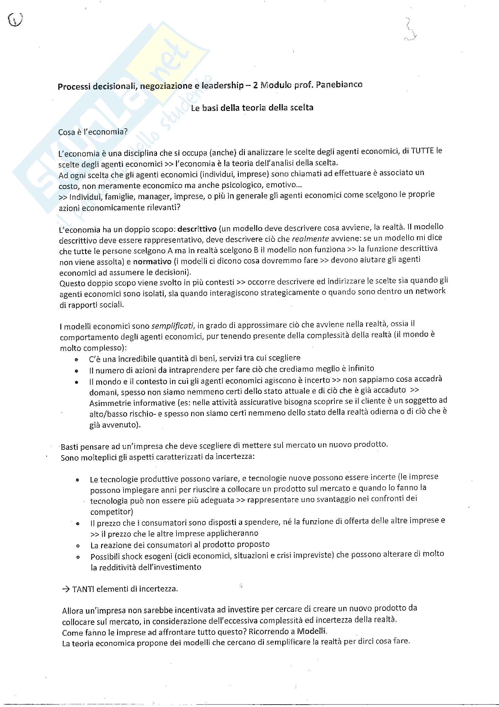 Processi decisionali, negoziazione e leadership - 2 modulo Pag. 1