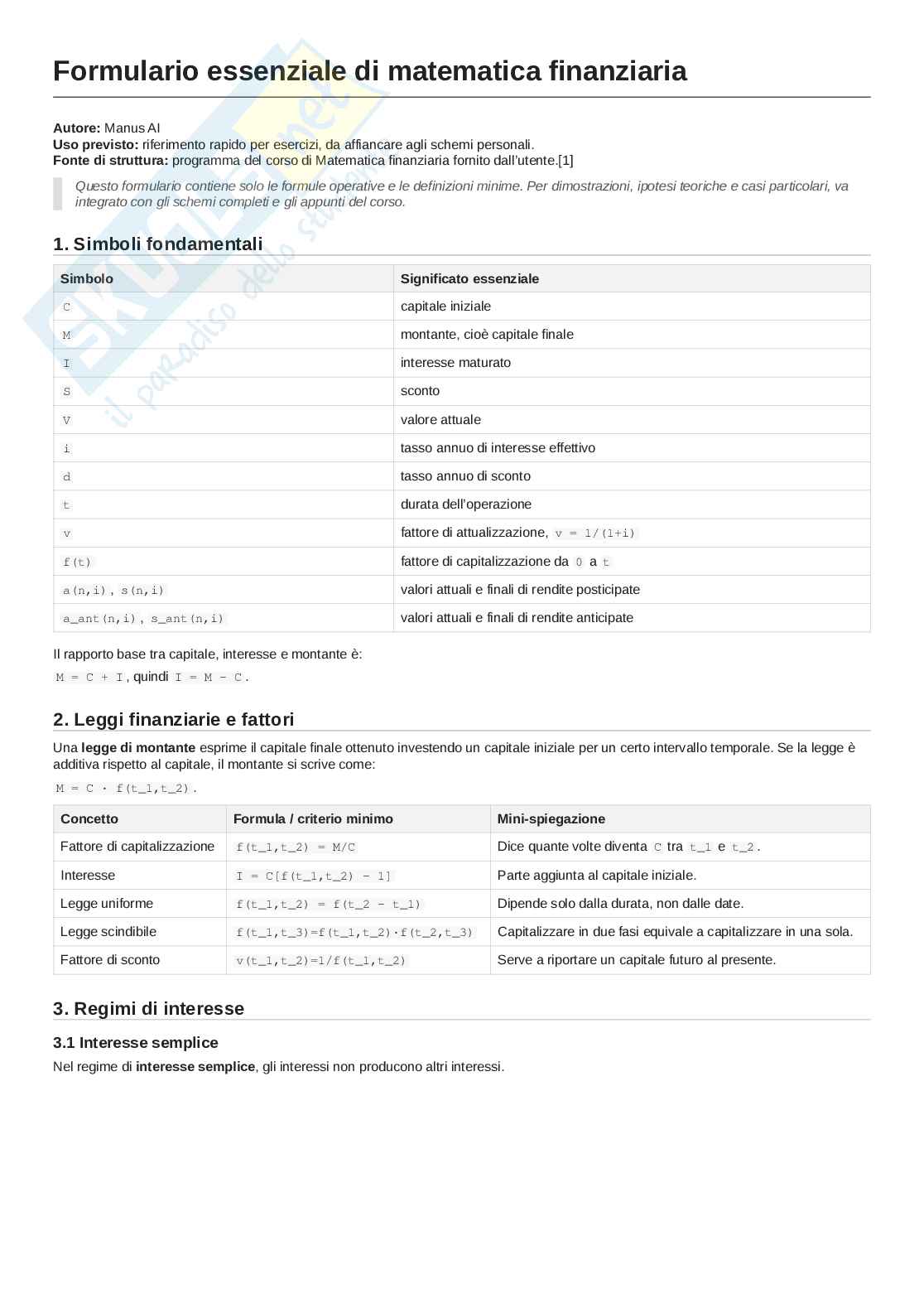 Appunti Matematica finanziaria  Pag. 1