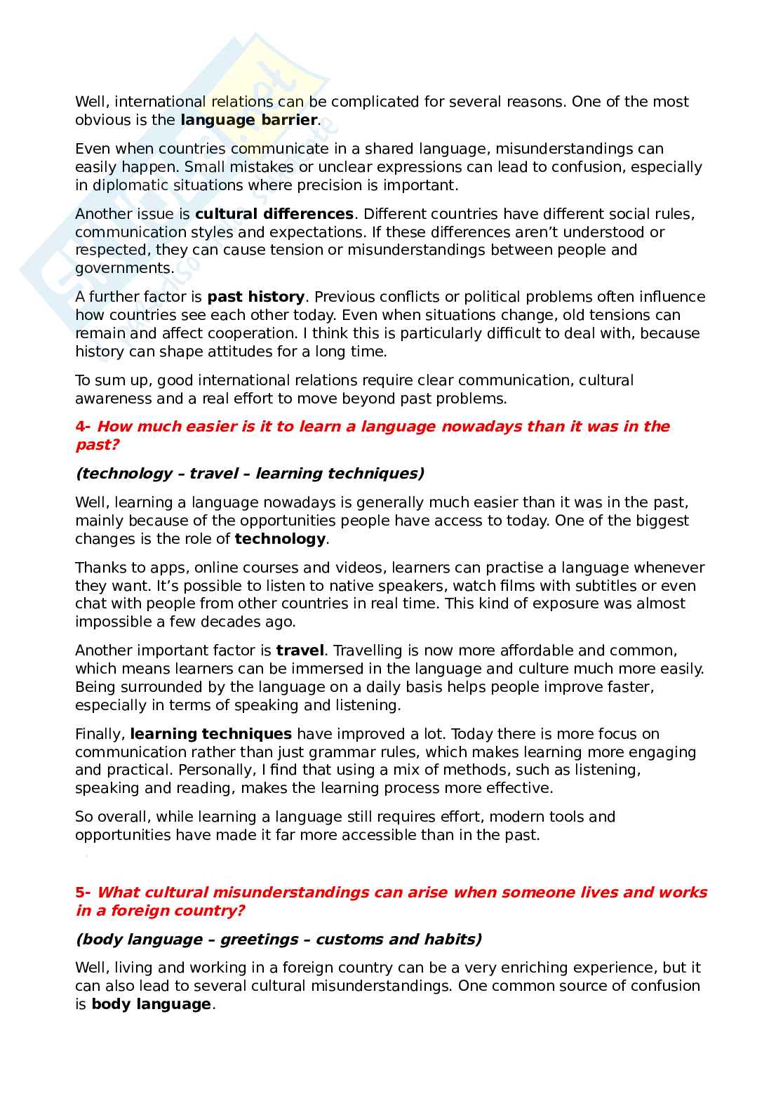 Orale Lingua e traduzione inglese - domande e risposte Pag. 2