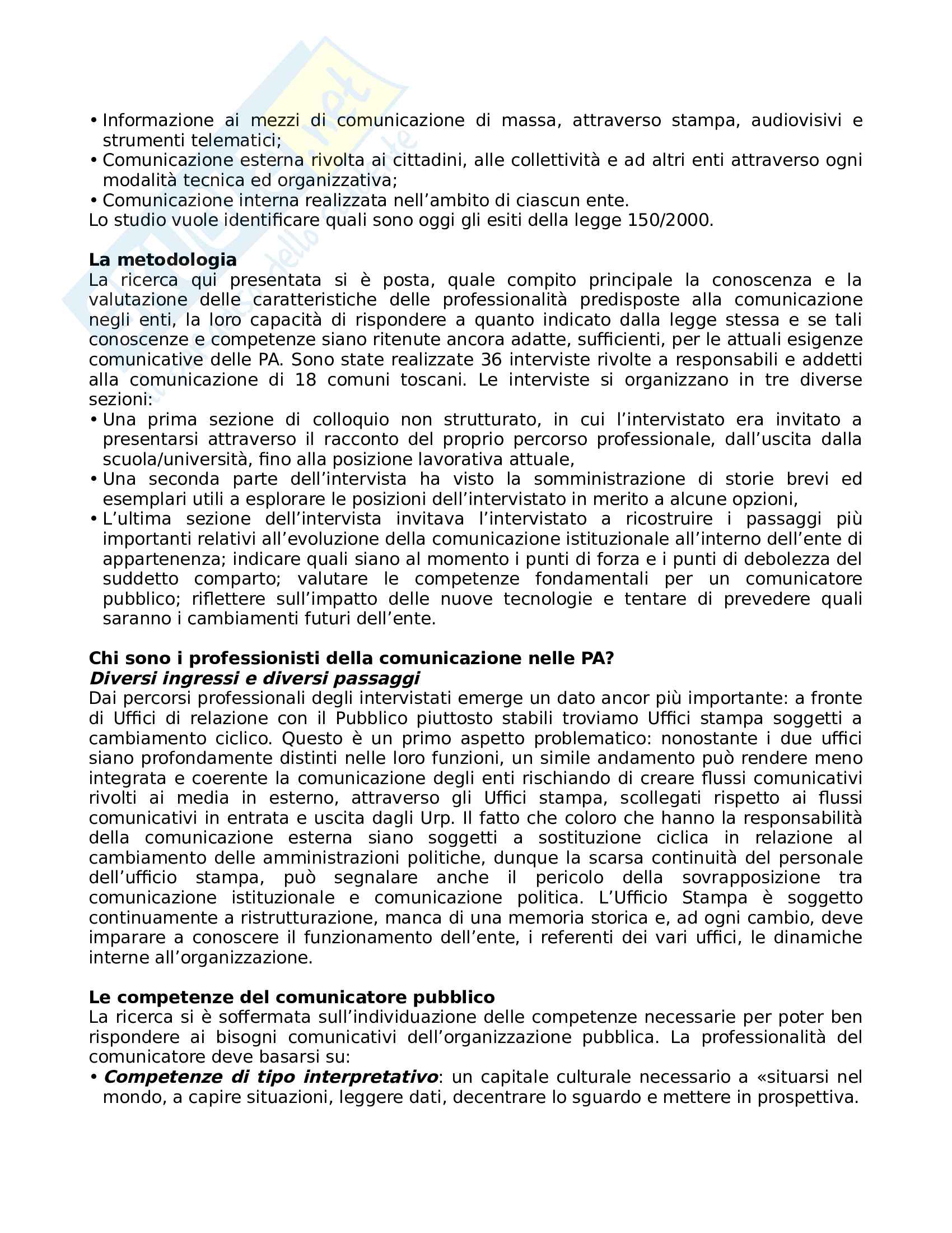 Riassunto esame Comunicazione pubblica, istituzionale e sociale, prof. Ducci, dispense consigliate Problemi dell'informazione, il Mulino Pag. 2