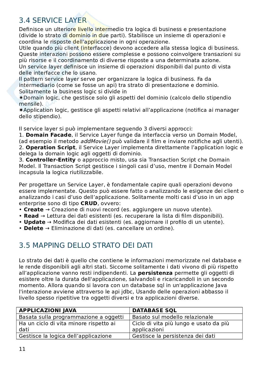 Riassunto esame Enterprise applications, Prof. Dodaro Carmine, libro consigliato Patterns of enterprise application architecture, Addison, Wesley Pag. 11