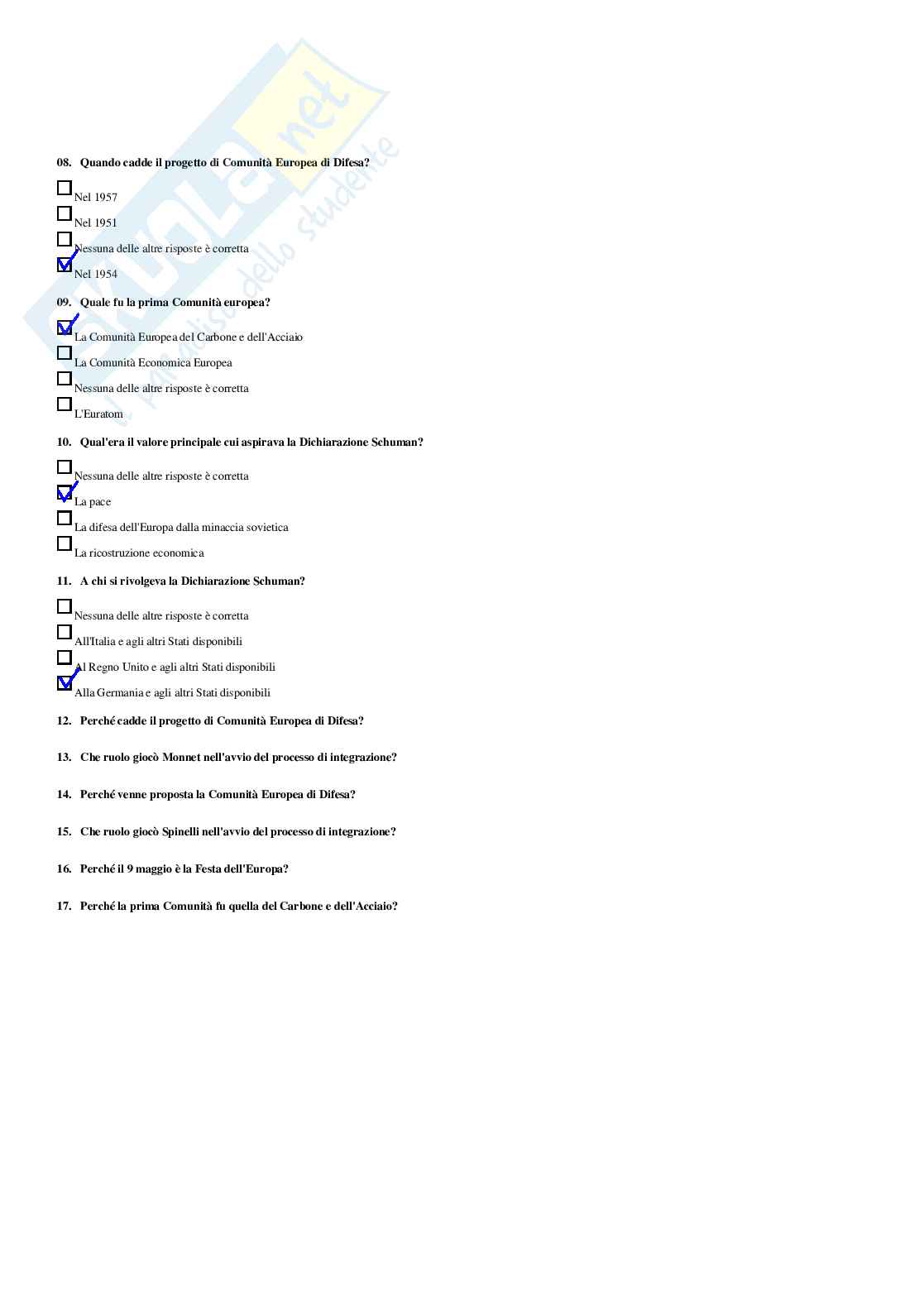 Governance dell’Unione Europea – Paniere risposte chiuse completo e corretto - A.A. 2025/26 Pag. 26