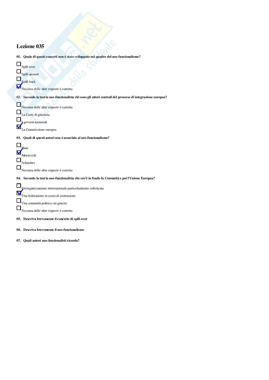 Governance dell’Unione Europea – Paniere risposte chiuse completo e corretto - A.A. 2025/26 Pag. 46