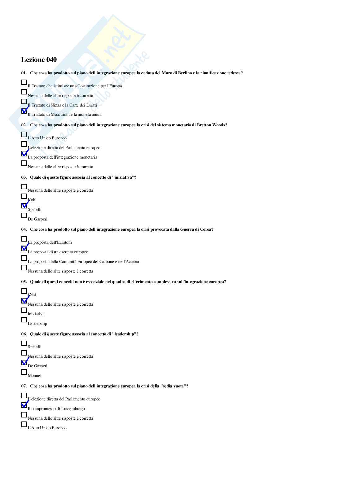 Governance dell’Unione Europea – Paniere risposte chiuse completo e corretto - A.A. 2025/26 Pag. 51