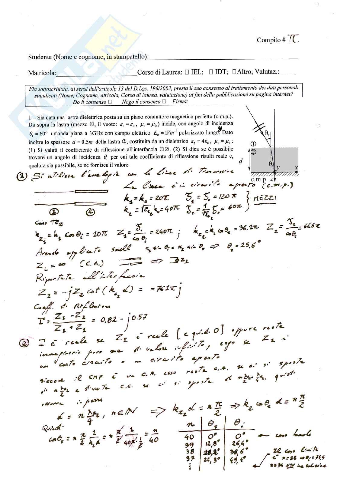 8 esami svolti di Campi elettromagnetici Pag. 16