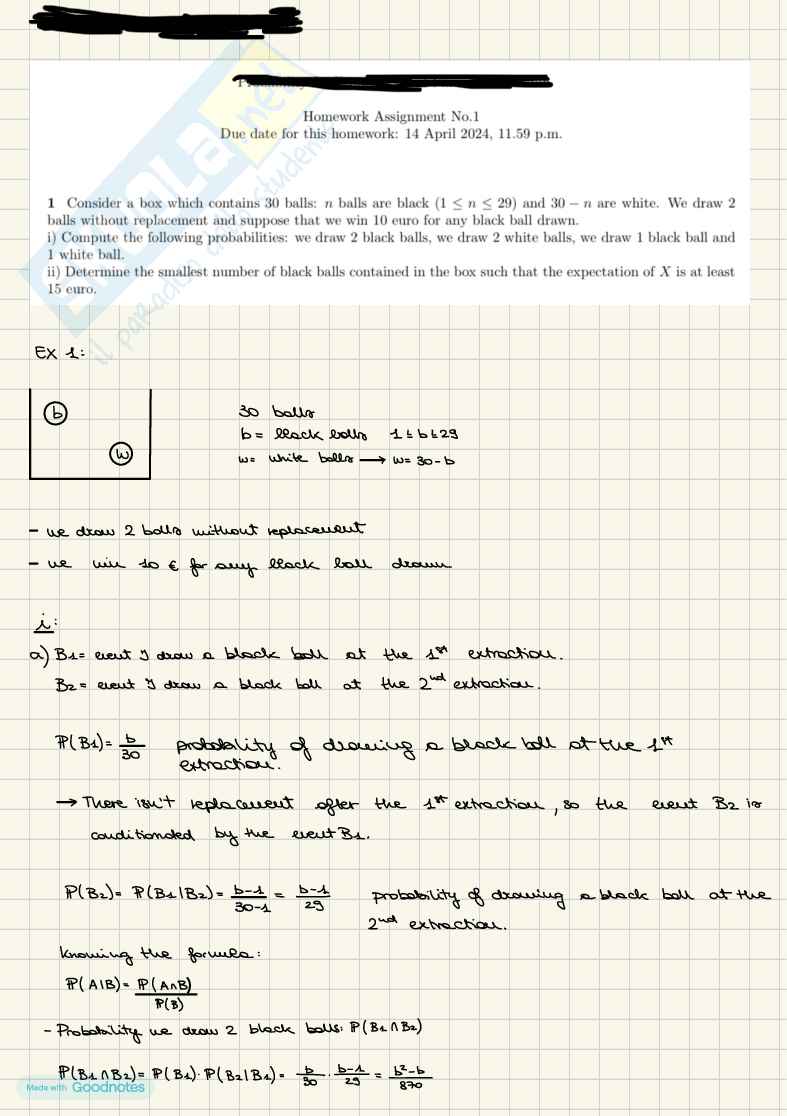 Esercitazione svolta per preparazione esame Financial mathematics  Pag. 1