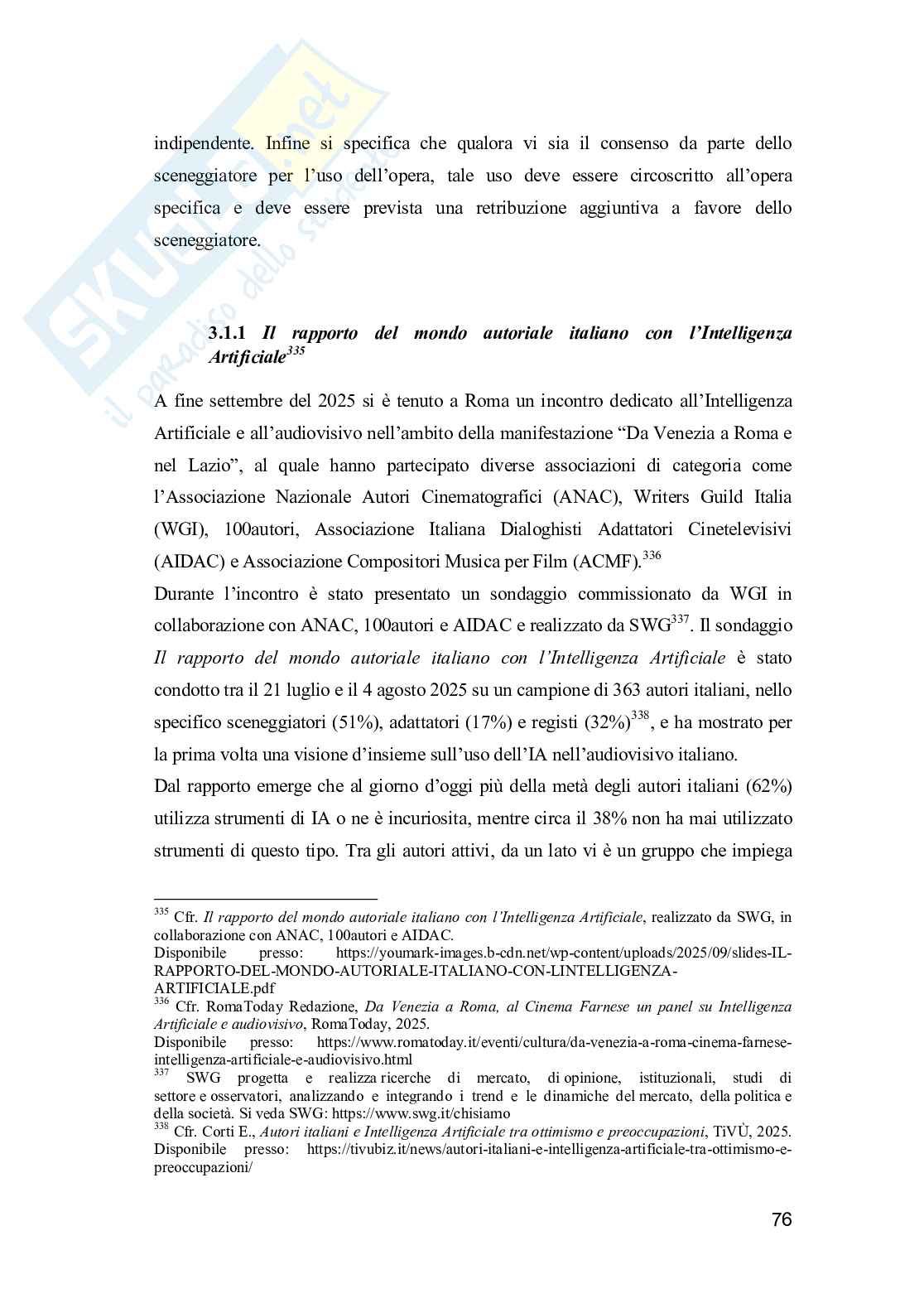 Diritto d'autore e intelligenza artificiale nel settore audiovisivo: tra quadri normativi globali e la ricezione del sistema italiano Pag. 81