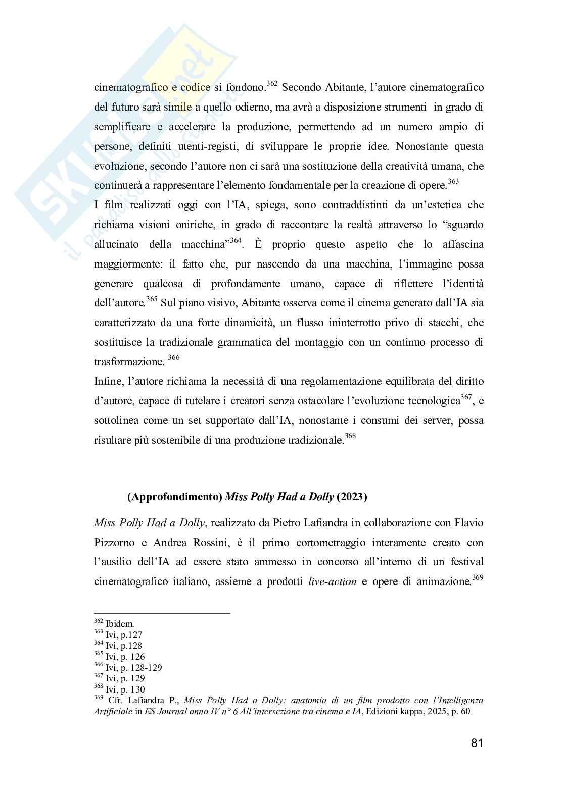 Diritto d'autore e intelligenza artificiale nel settore audiovisivo: tra quadri normativi globali e la ricezione del sistema italiano Pag. 86