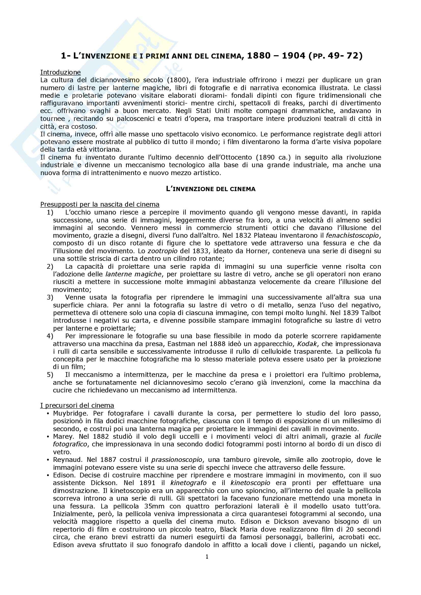Semiologia del cinema - Bordwell storia del cinema Pag. 1