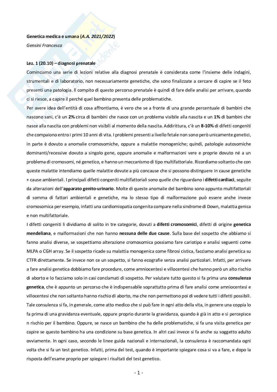 Genetica umana e medica Pag. 2