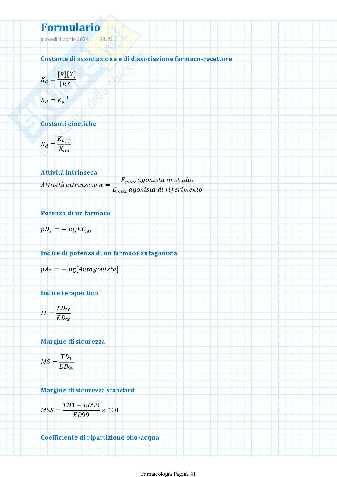 Appunti di Farmacologia generale Pag. 41