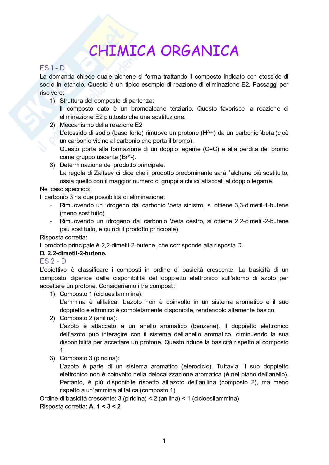 Esercizi tratti dagli esami di Chimica organica Pag. 1