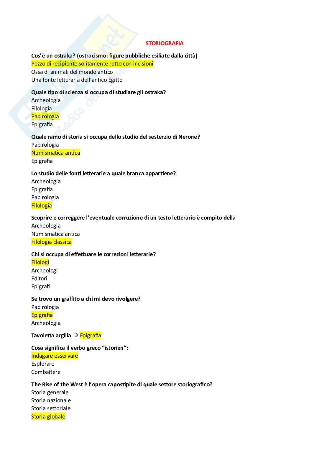 Fondamenti di storia antica (B024380) - Kit completo, appunti, schemi e quiz con Soluzioni | SFP Notes Vol. 09 Pag. 71