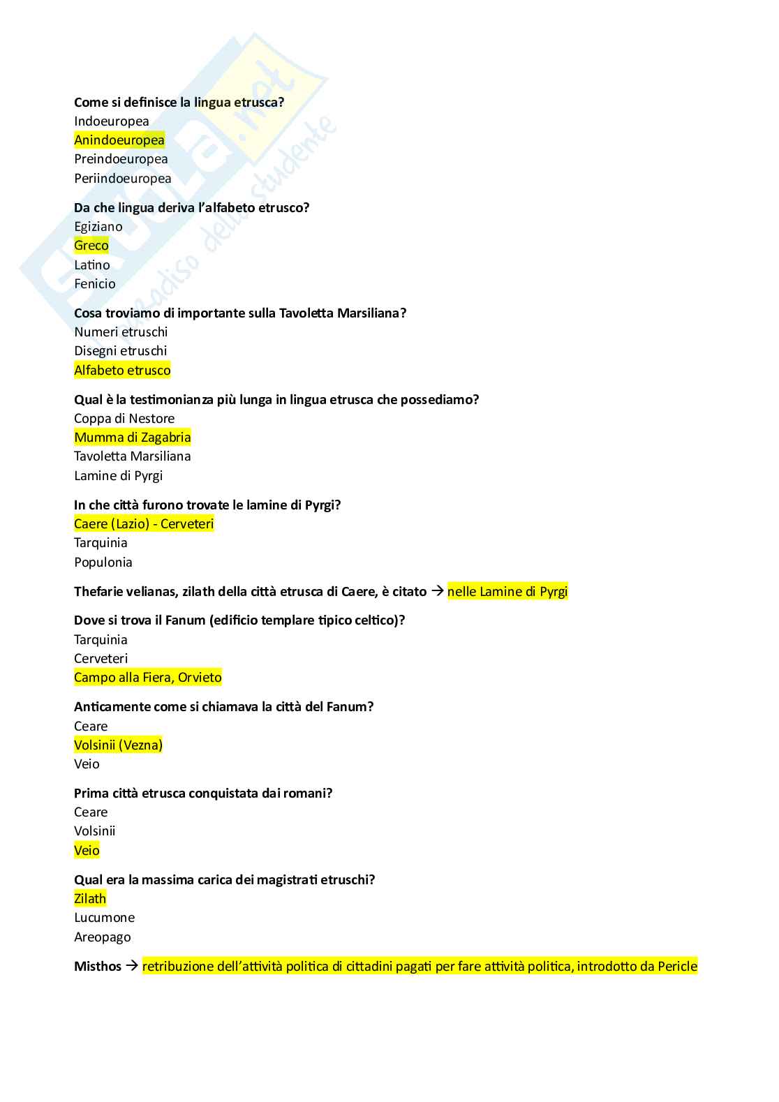 Fondamenti di storia antica (B024380) - Kit completo, appunti, schemi e quiz con Soluzioni | SFP Notes Vol. 09 Pag. 81