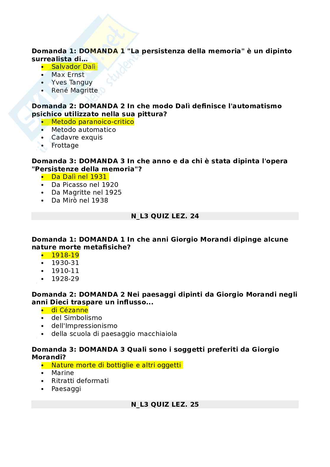 Esercitazioni/Quiz di Storia dell'arte contemporanea Pag. 11