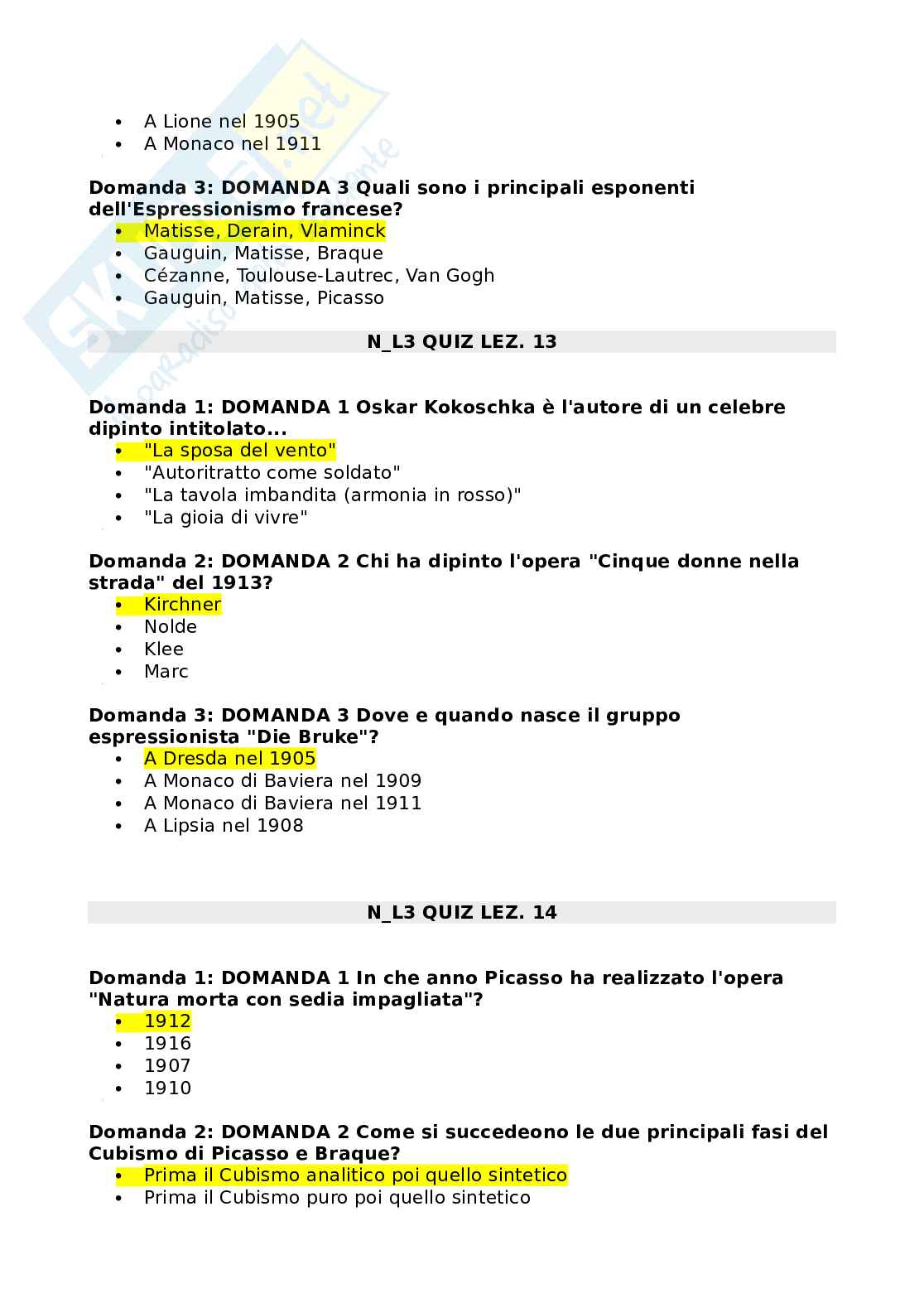 Esercitazioni/Quiz di Storia dell'arte contemporanea Pag. 6