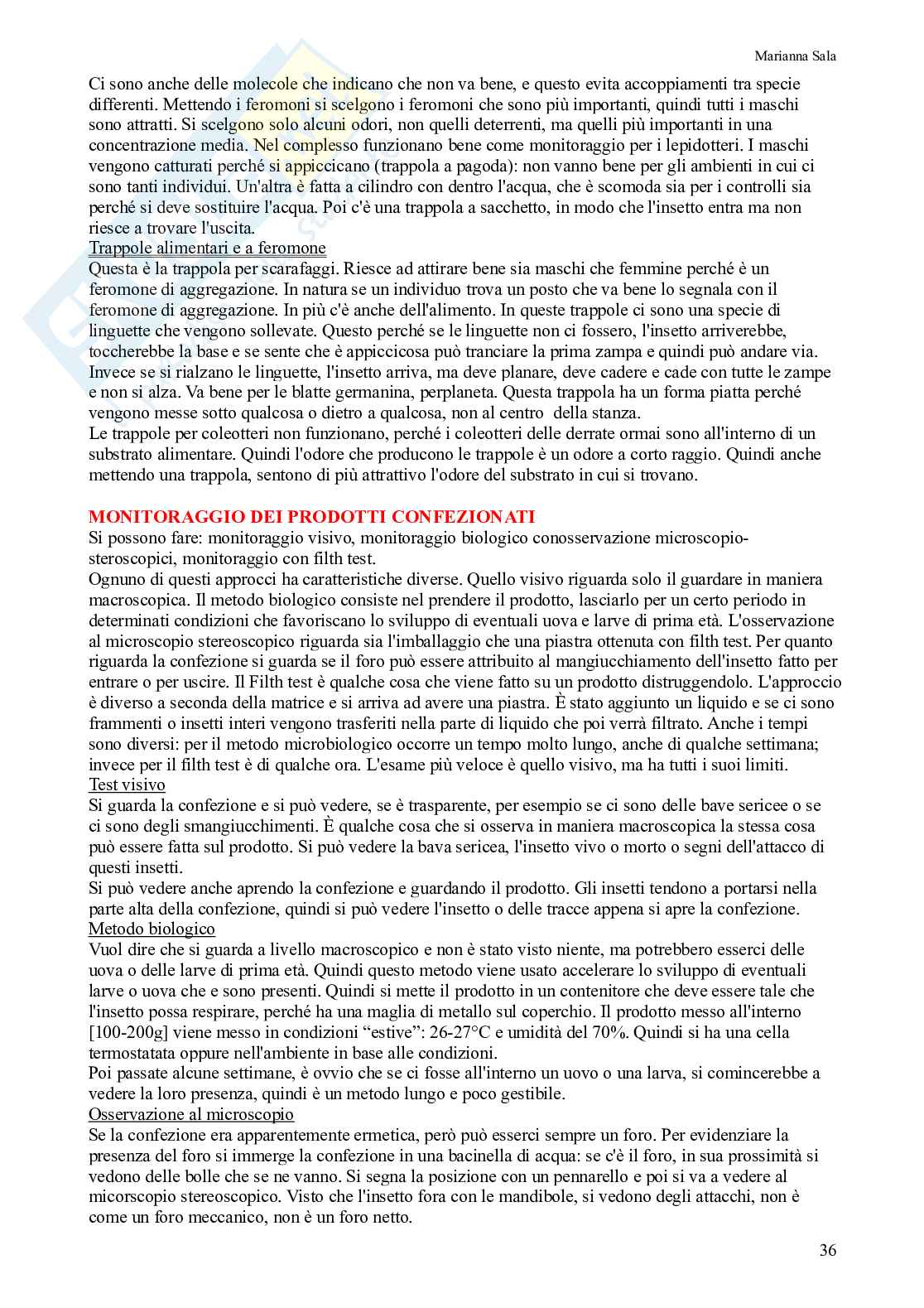 Gestione integrata degli infestanti negli alimenti e negli ambienti della ristorazione Pag. 36