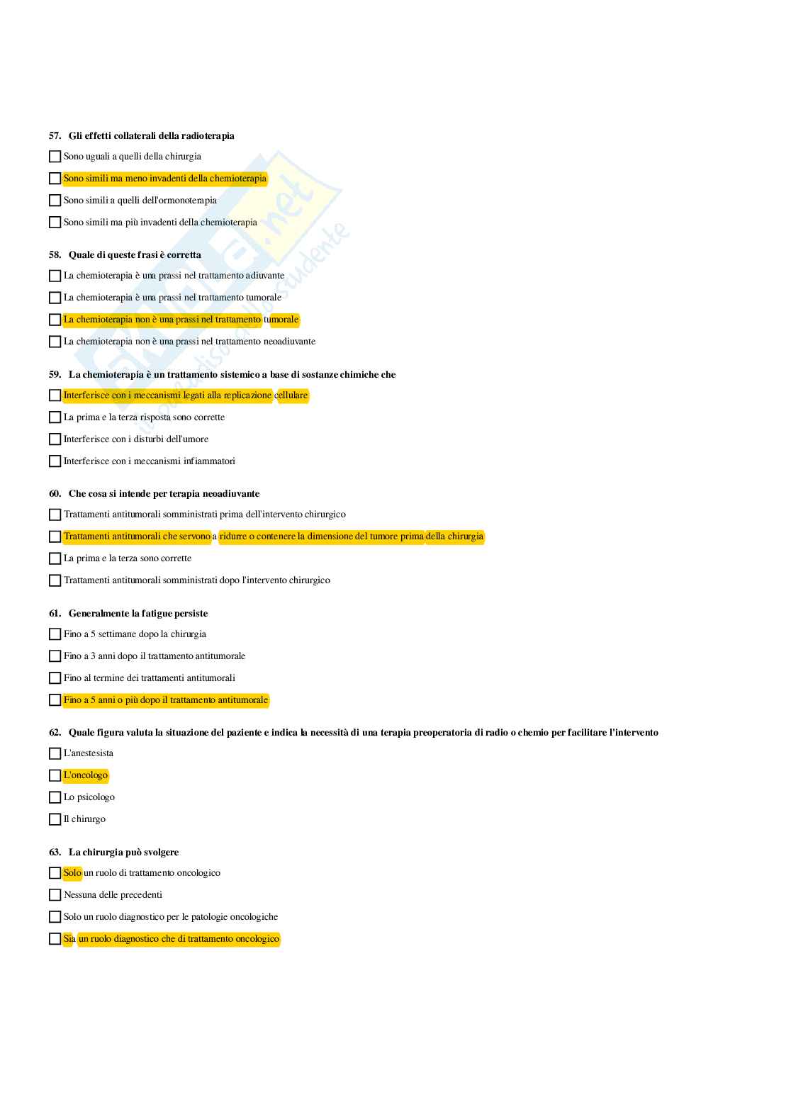 Paniere Attività motoria per le patologie oncologiche - (2026) - Risposte multiple corrette Pag. 11