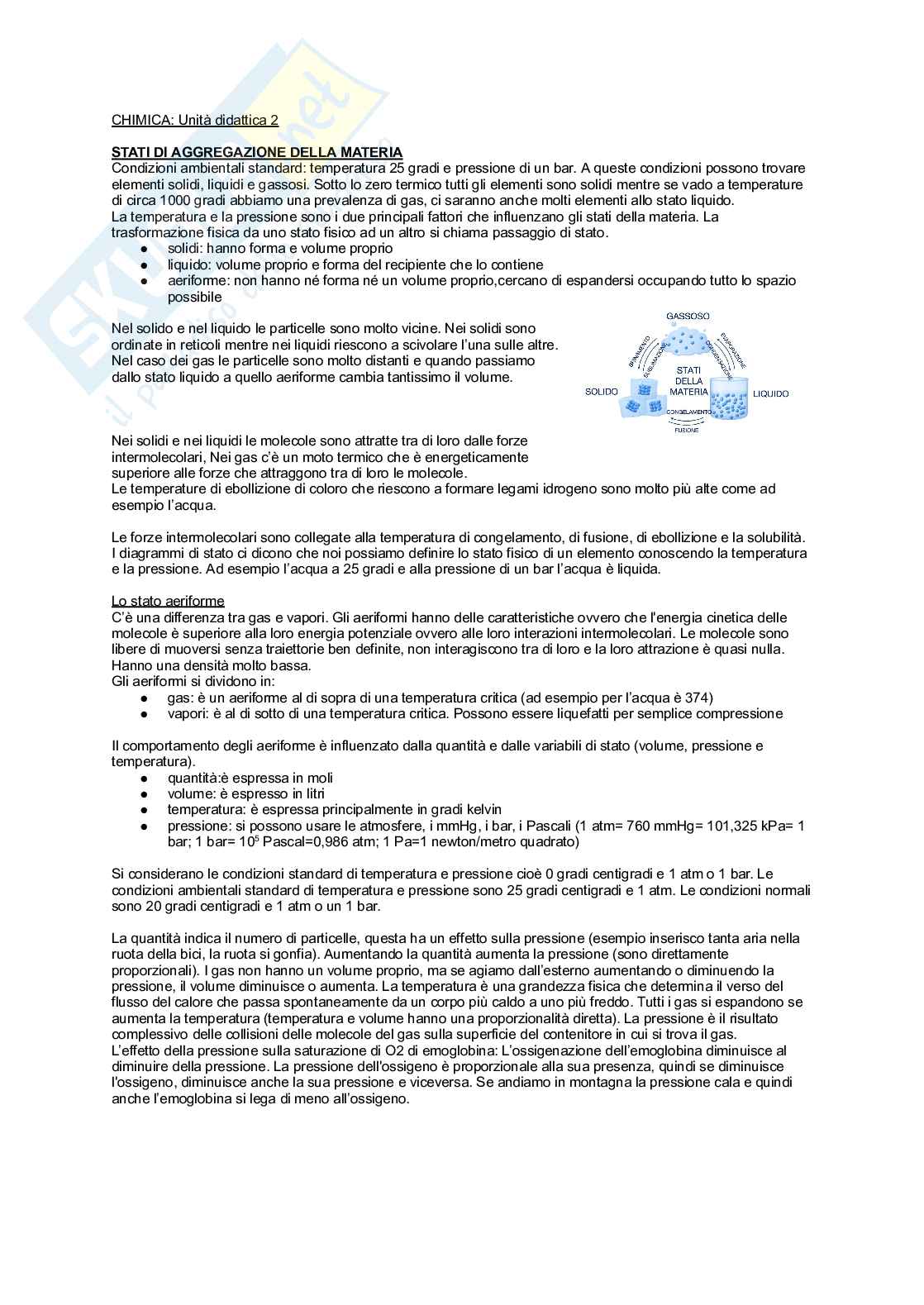 Unità didattica 2 semestre filtro Chimica completa Pag. 1