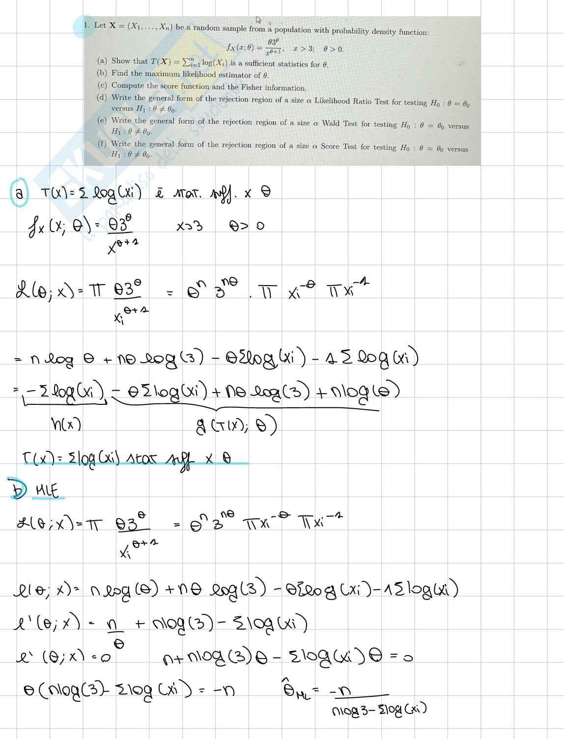 Scritto svolto di Inferenza statistica Pag. 1