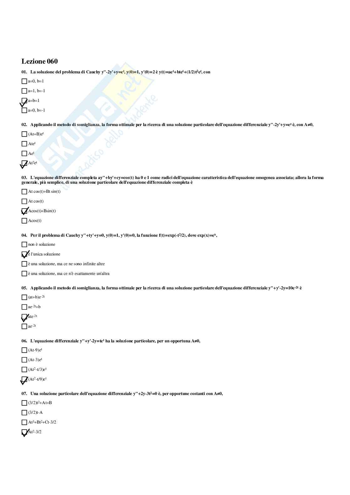 Paniere con risposte chiuse - Analisi matematica (2023/2024) Pag. 56