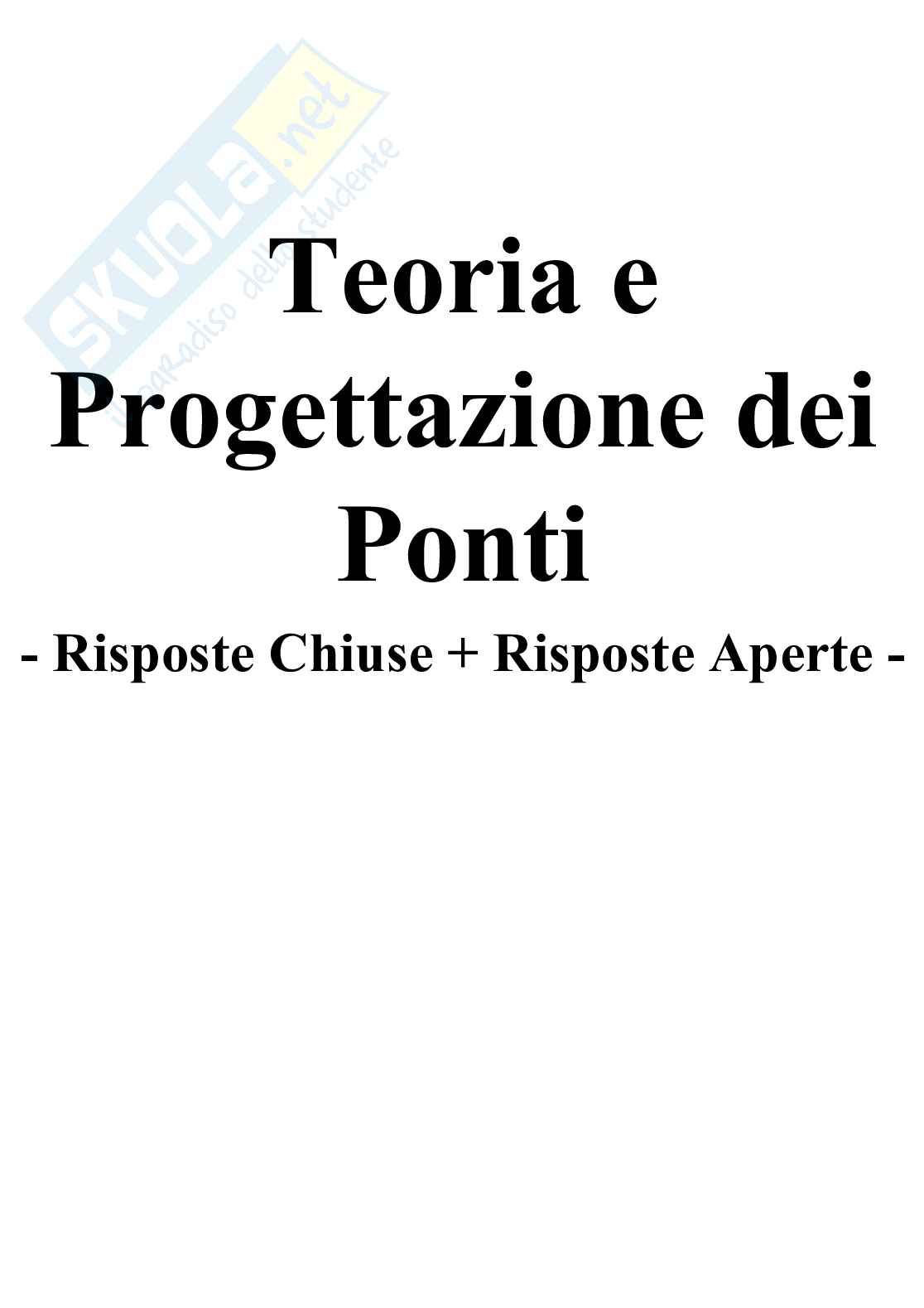 Teoria e progettazione dei ponti - Paniere compilato Pag. 1