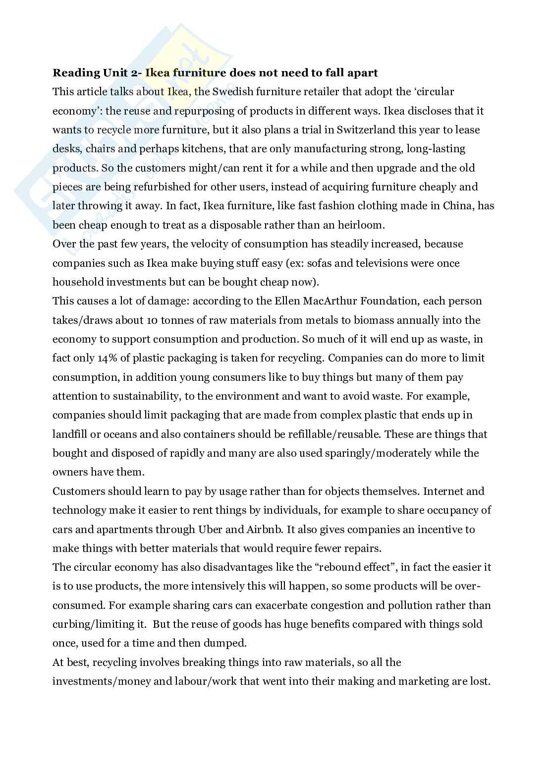 Riassunto esame Lingua inglese 3, Prof. Rossi Enrica, libro consigliato Business Partner C1, Bob Dignen Pag. 2