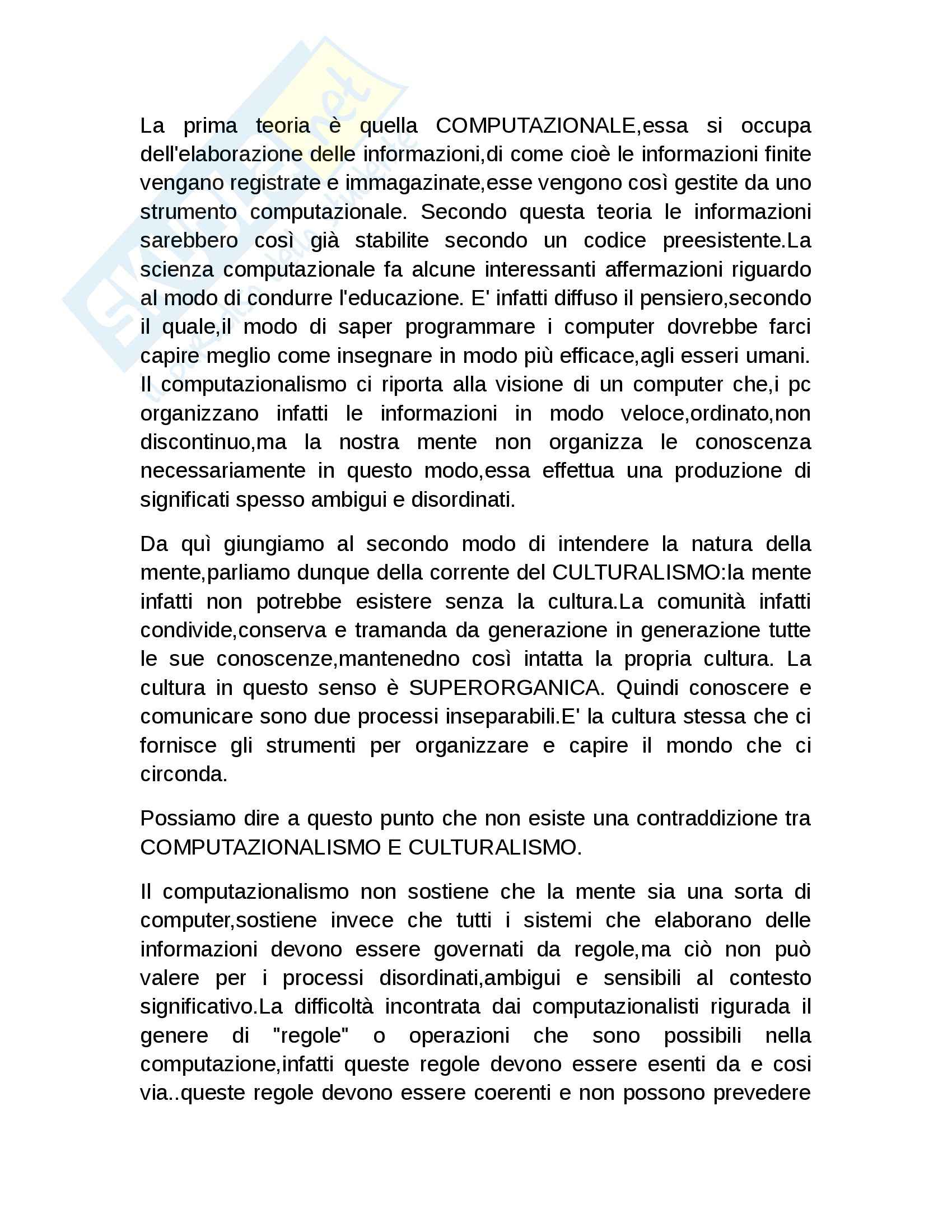 Riassunto esame Pedagogia generale, prof. De Sanctis, libro consigliato La cultura dell'educazione,Bruner Pag. 2