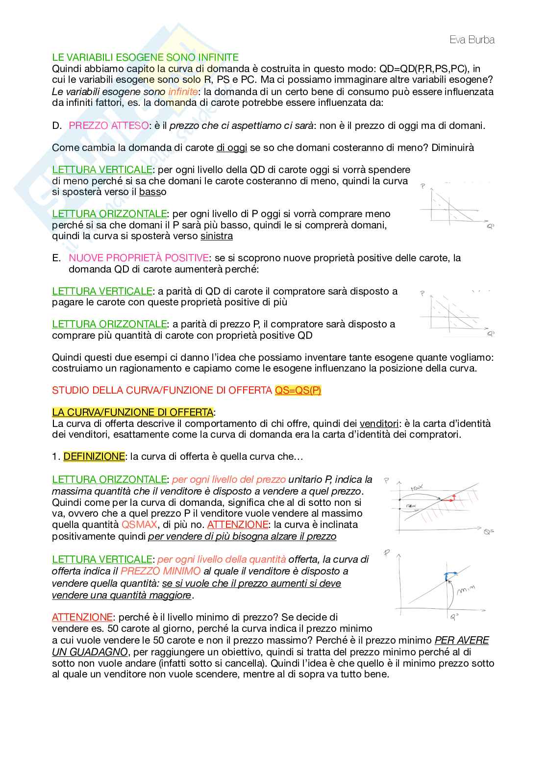 Appunti (quasi parola per parola) del corso di Microeconomia: il modello domanda-offerta (prof. Jacopo Zotti) Pag. 6