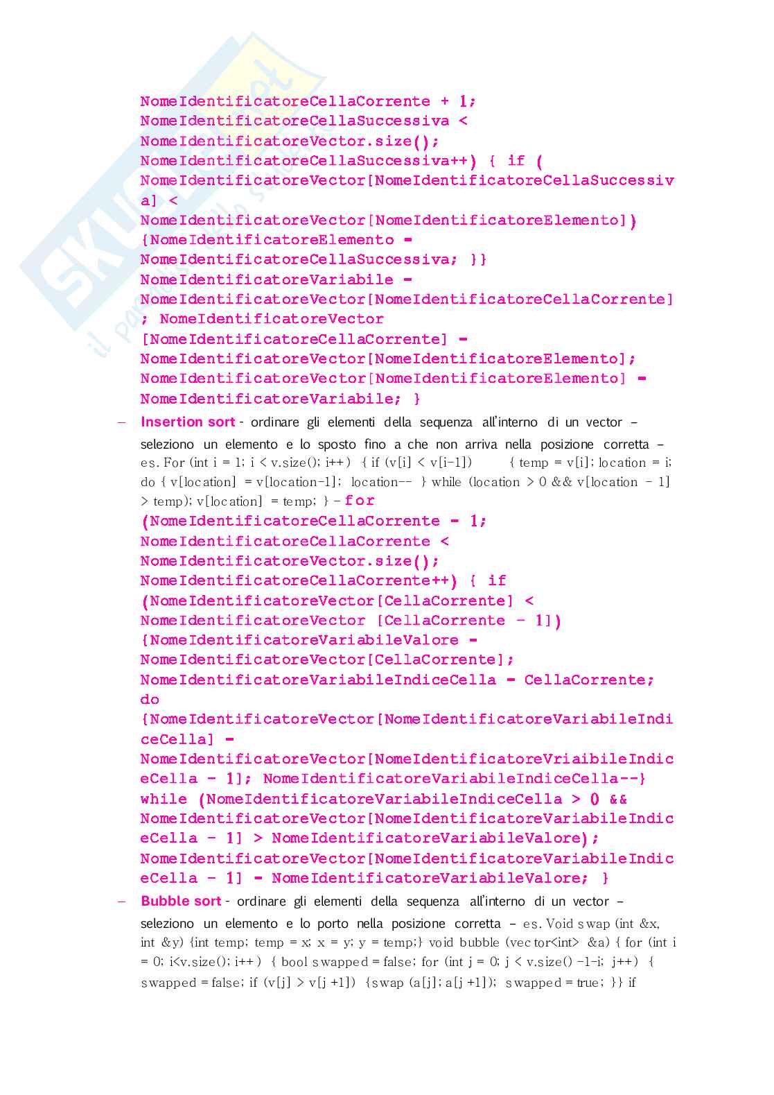 Appunti di Introduzione alla programmazione sulla struttura di un programma in c++ Pag. 11