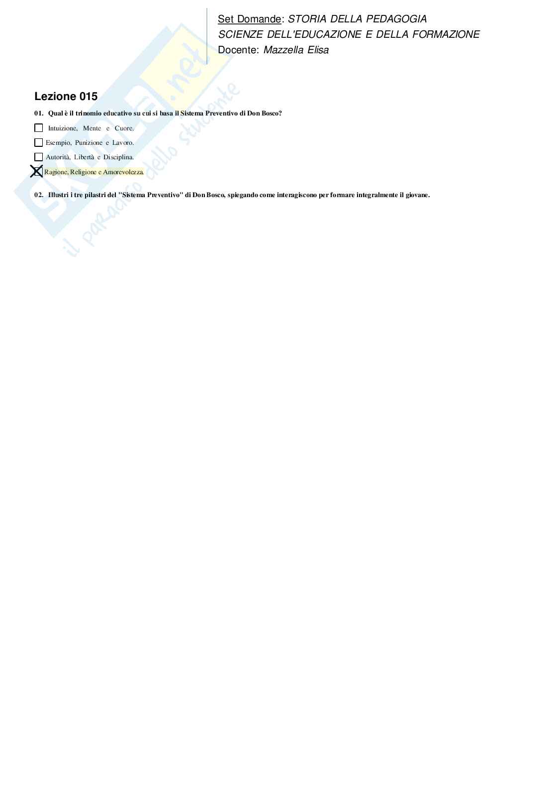 Risposte domande chiuse Storia della pedagogia aggiornate 2026  Pag. 21