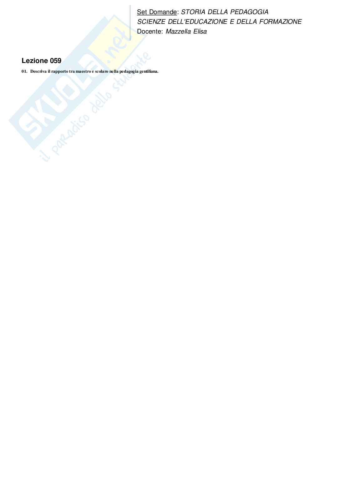 Risposte domande chiuse Storia della pedagogia aggiornate 2026  Pag. 66