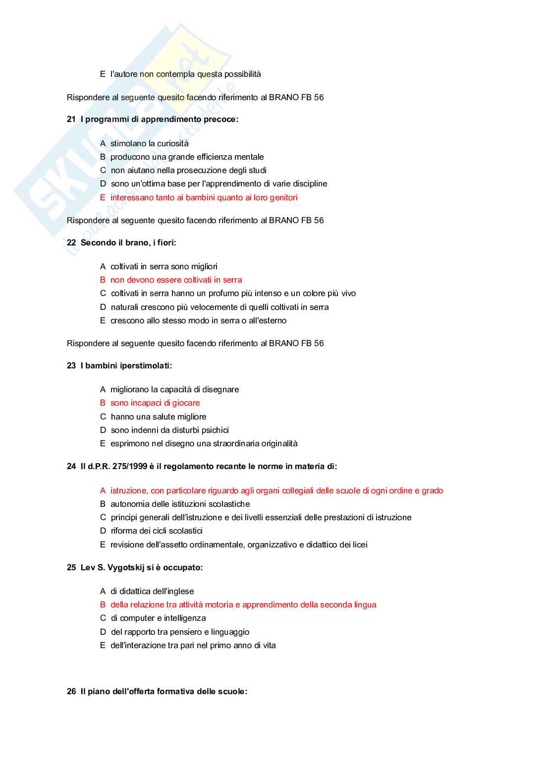 TFA sostegno test di ammissione Infanzia Pag. 21