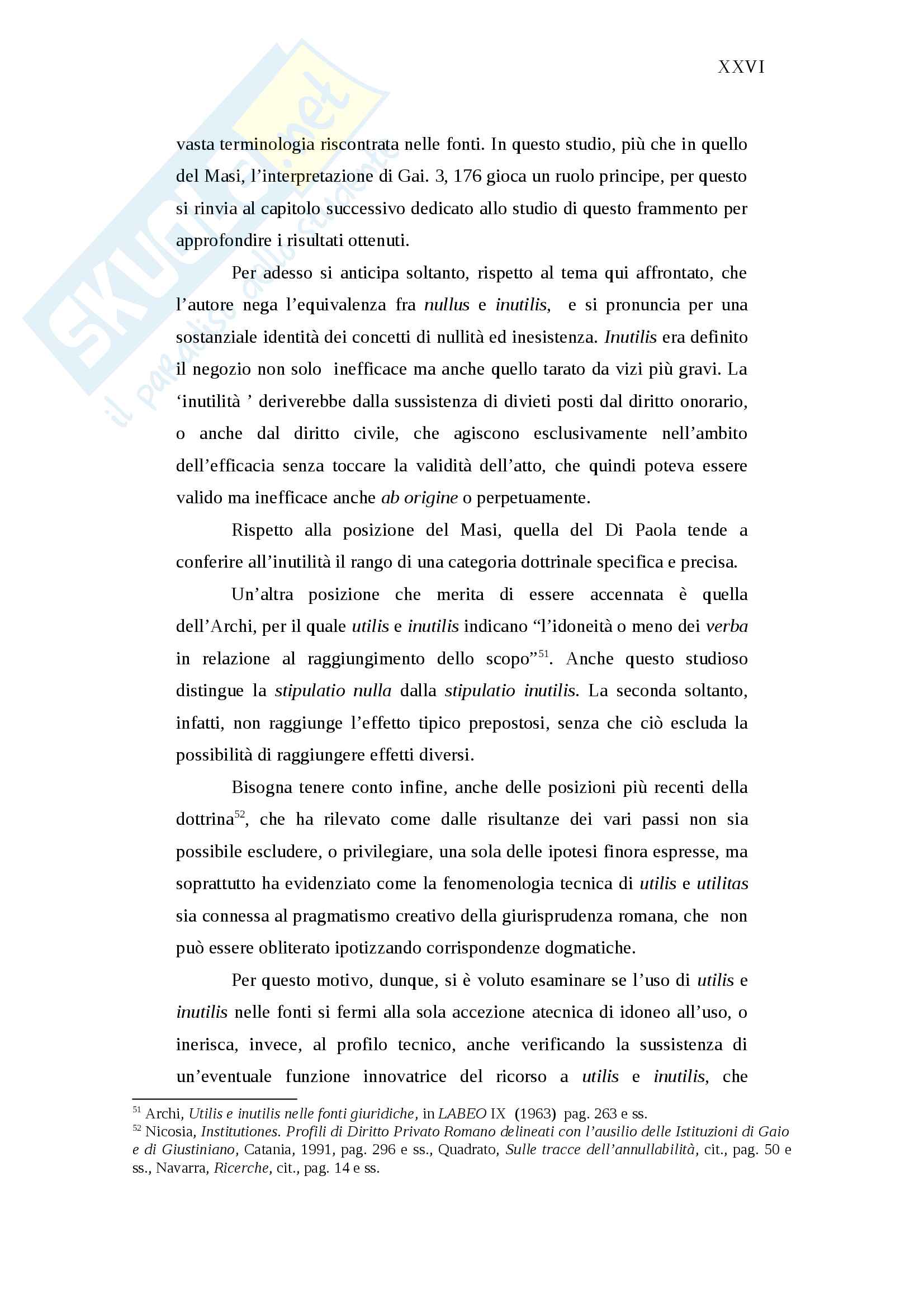 Invalidità ed inefficacia del negozio giuridico in diritto romano Pag. 26