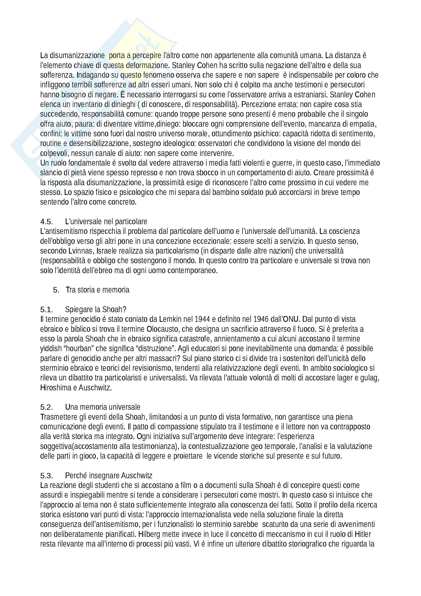 Riassunto esame Pedagogia interculturale. docente Guetta Testo consigliato Antisemitismo senza memoria Insegnare la Shoah nelle società multiculturali, Autore Milena Santerini Pag. 6