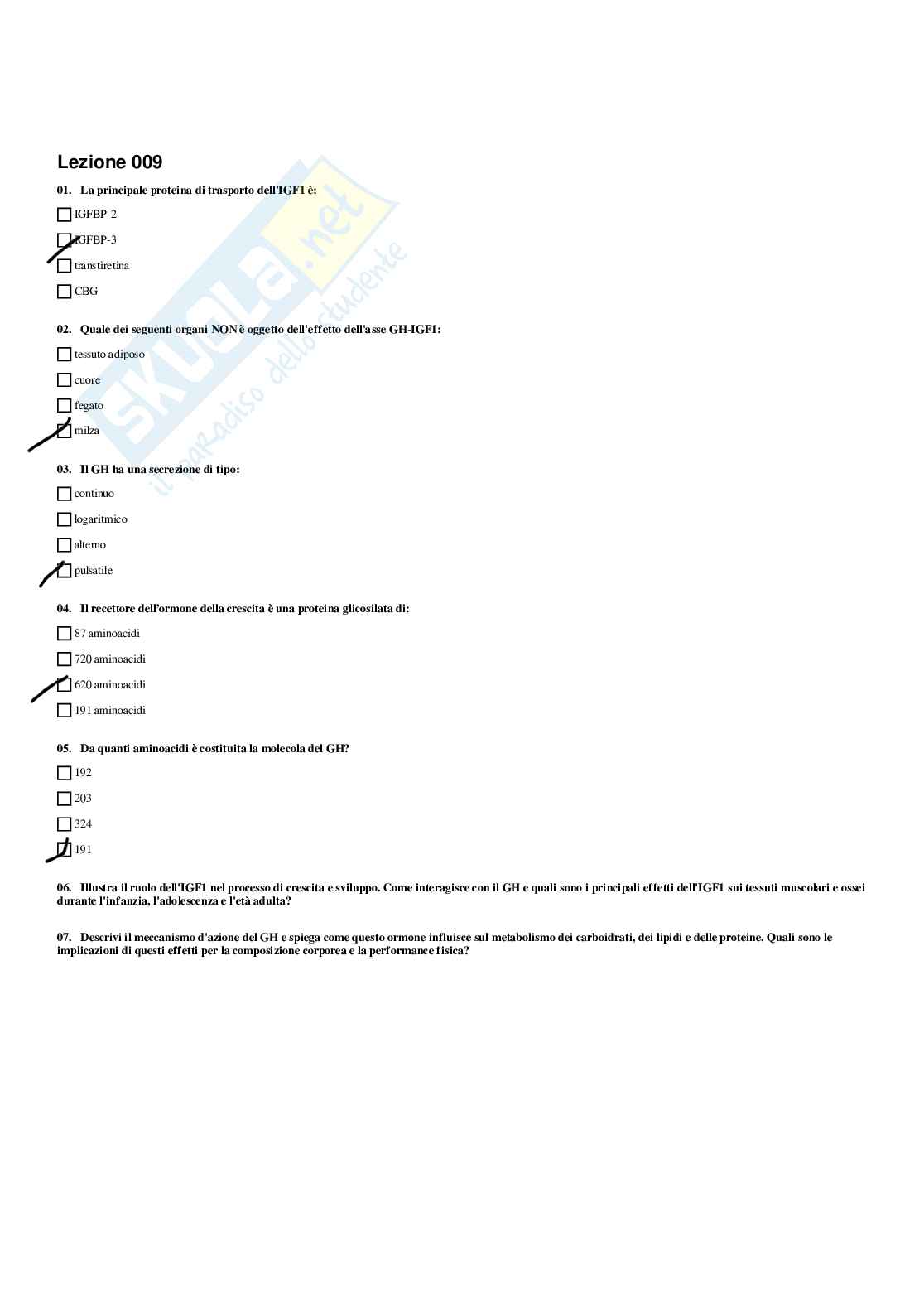 Paniere di Endocrinologia applicata all'attività motoria (2026) - Risposte multiple corrette Pag. 11