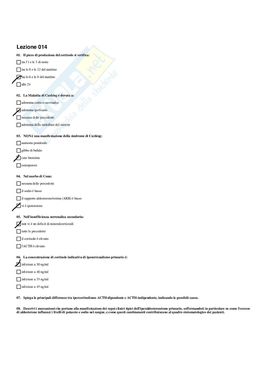 Paniere di Endocrinologia applicata all'attività motoria (2026) - Risposte multiple corrette Pag. 16