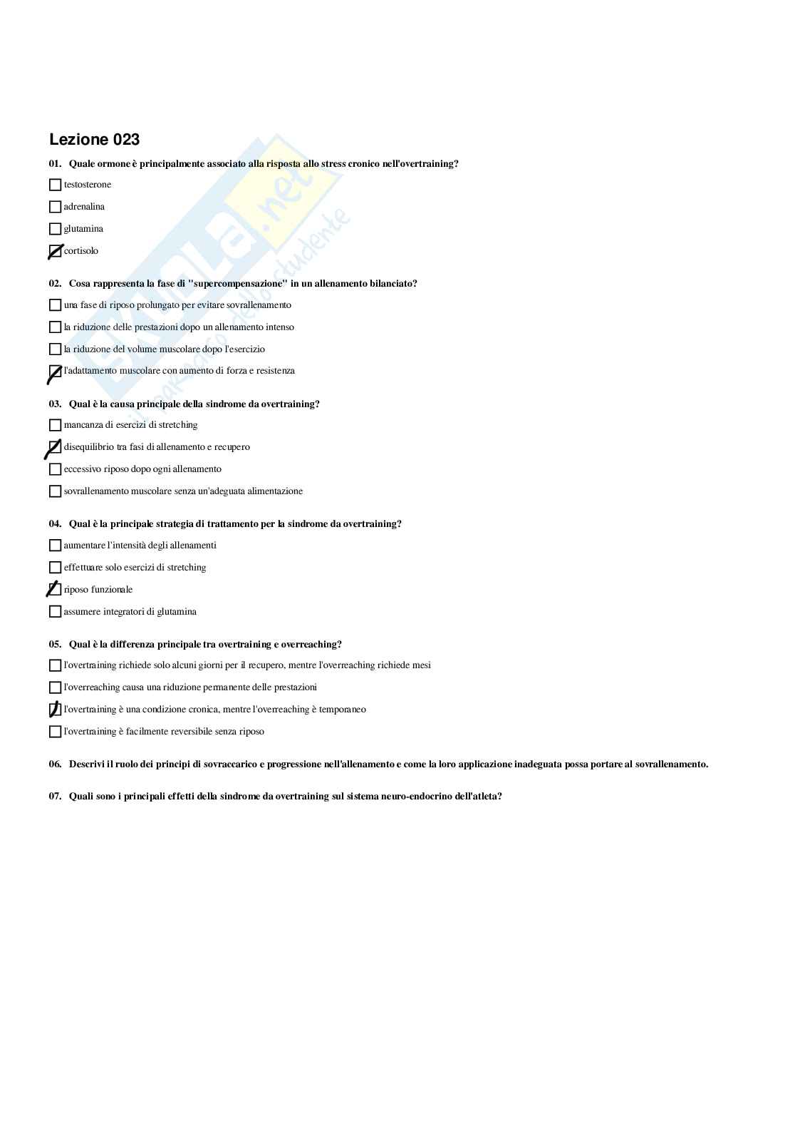 Paniere di Endocrinologia applicata all'attività motoria (2026) - Risposte multiple corrette Pag. 26