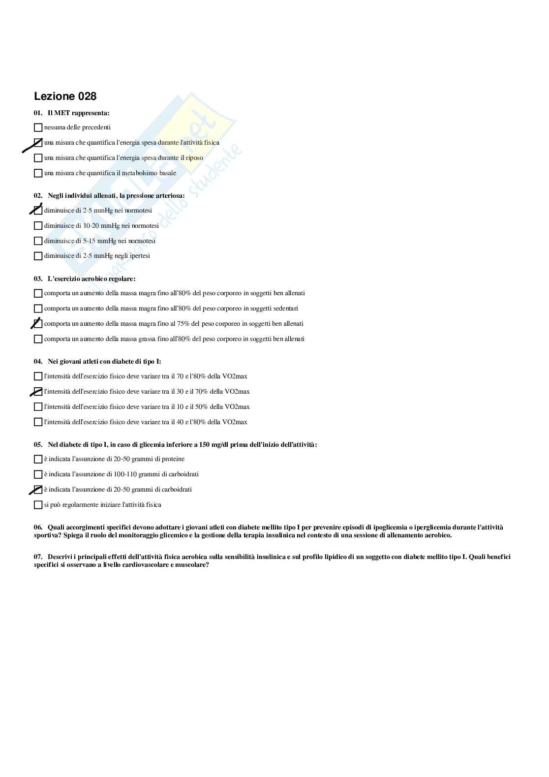 Paniere di Endocrinologia applicata all'attività motoria (2026) - Risposte multiple corrette Pag. 31