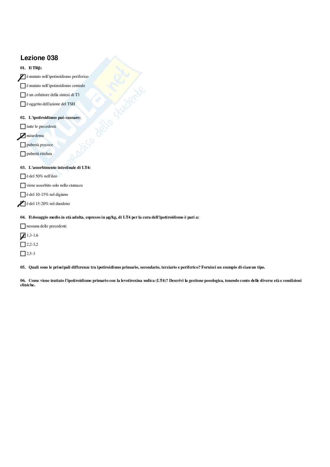 Paniere di Endocrinologia applicata all'attività motoria (2026) - Risposte multiple corrette Pag. 41