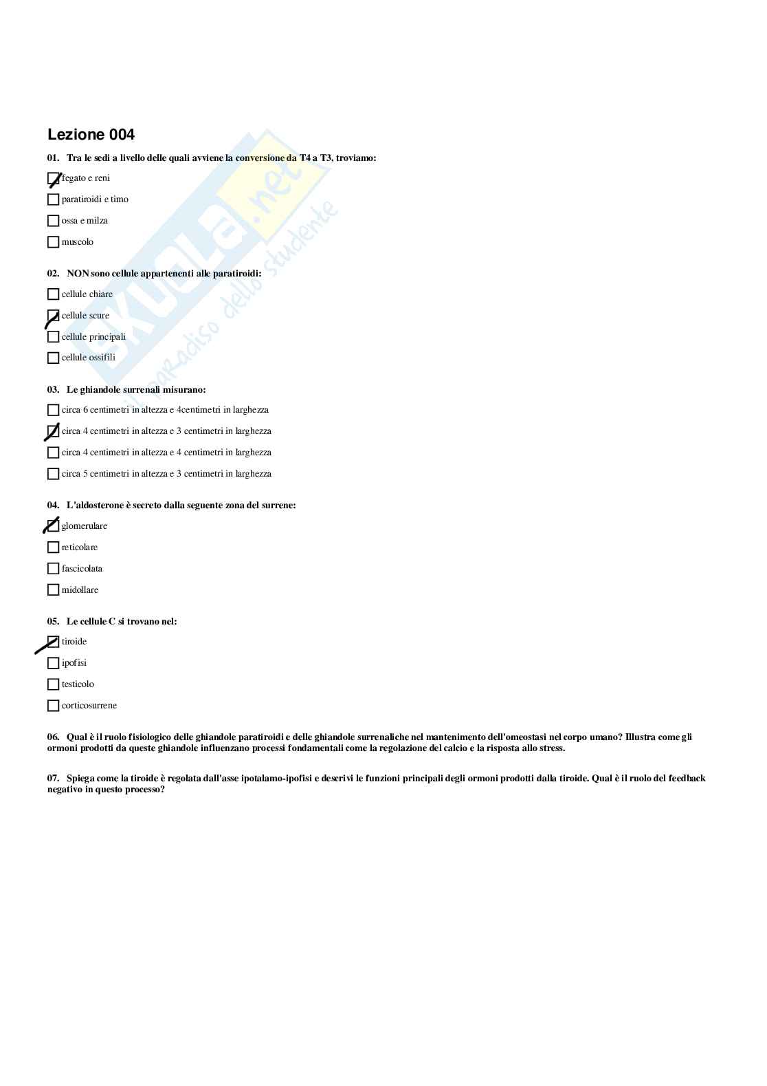Paniere di Endocrinologia applicata all'attività motoria (2026) - Risposte multiple corrette Pag. 6