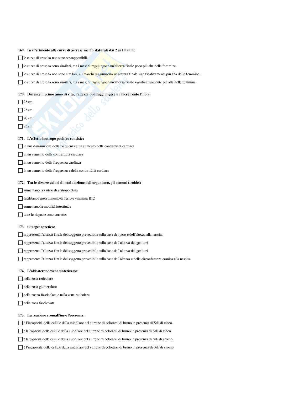 Paniere di Endocrinologia applicata all'attività motoria (2026) - Risposte multiple corrette Pag. 76